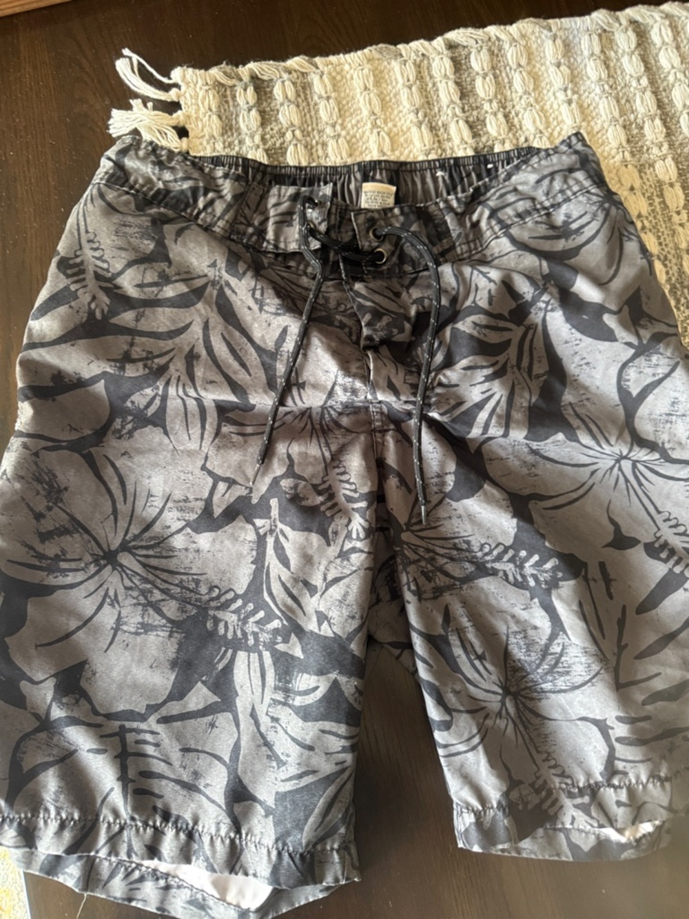 St. John's Bay Black Swim Trunks with White Mesh Lining